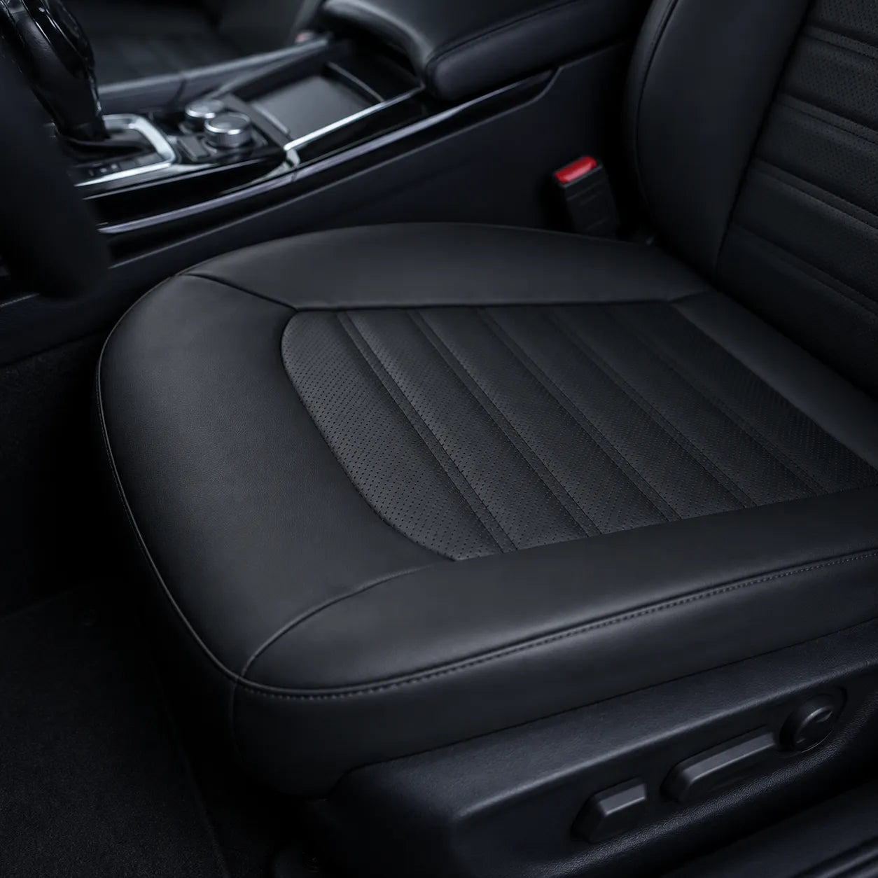Perforated Leather Driver Side Bottom Seat Cover in Black for 2013-2017 Ford Fusion