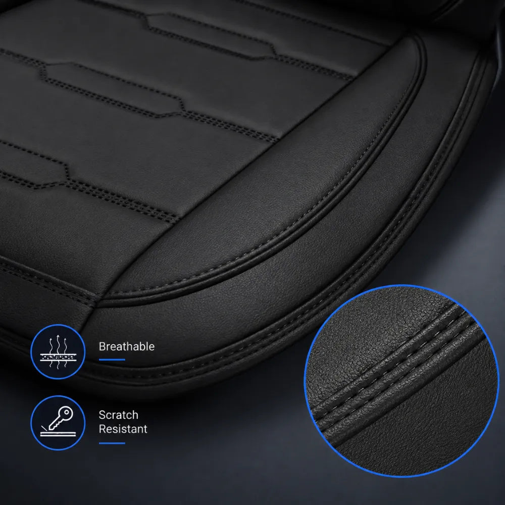 Universal 5-Seat Car Seat Covers - Luxury Microfiber Leather Full Set Front and Rear Protection (Black)