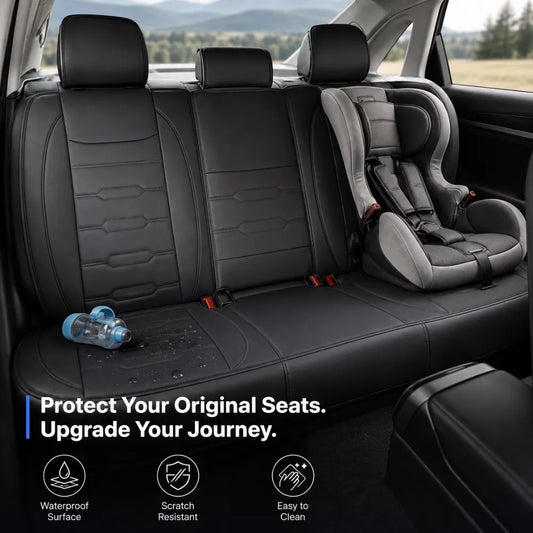 Universal 5-Seat Car Seat Covers - Luxury Microfiber Leather Full Set Front and Rear Protection (Black)