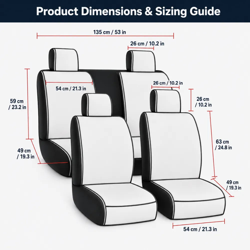 Universal 5-Seat Car Seat Covers - Luxury Microfiber Leather Full Set Front and Rear Protection (Black)