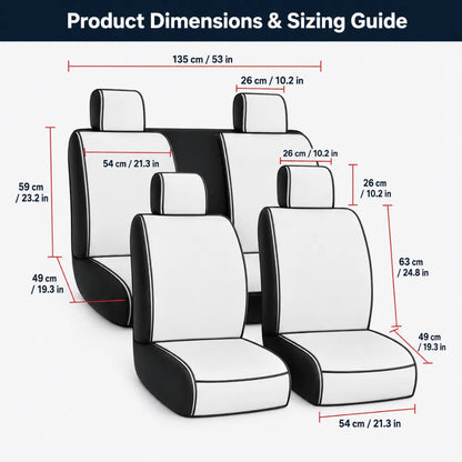 Universal 5-Seat Car Seat Covers - Luxury Microfiber Leather Full Set Front and Rear Protection (Black)