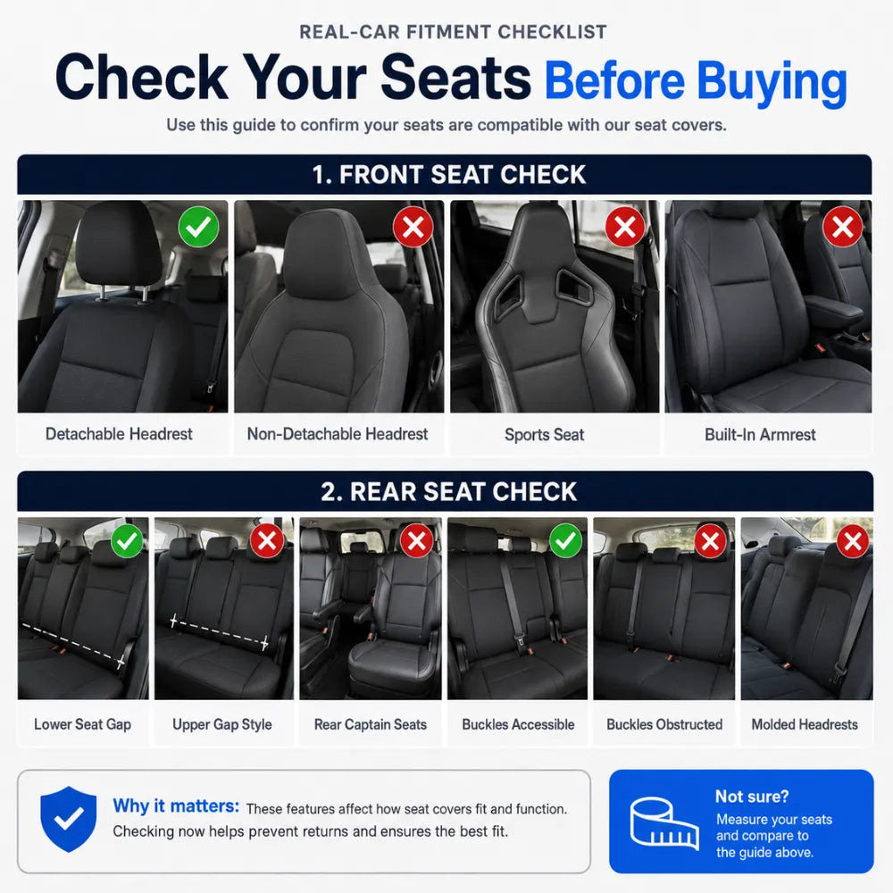 Universal 5-Seat Car Seat Covers - Luxury Microfiber Leather Full Set Front and Rear Protection (Black)