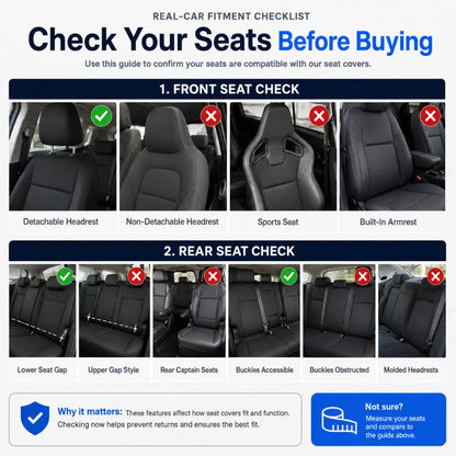 Universal 5-Seat Car Seat Covers - Luxury Microfiber Leather Full Set Front and Rear Protection (Black)