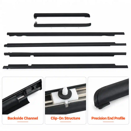 Quarter & Door Belt Moulding Black SET For 2003-2009 Toyota Prado GX47