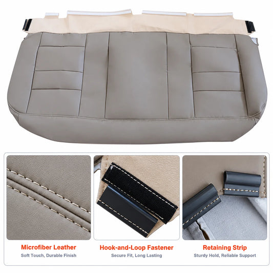Rear Bench Bottom Leather Seat Cover Tan For 2002-2007 Ford F250 F350 Lariat XLT