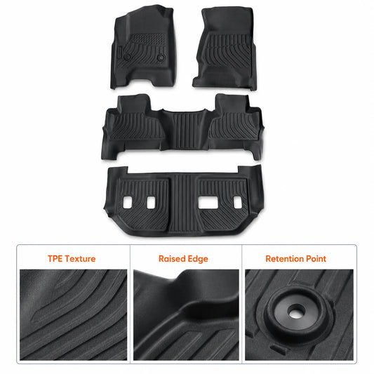 TPE 3Row Floor Mats Liner For 2015-2020 Chevy Suburban GMC Yukon XL Bucket Seats