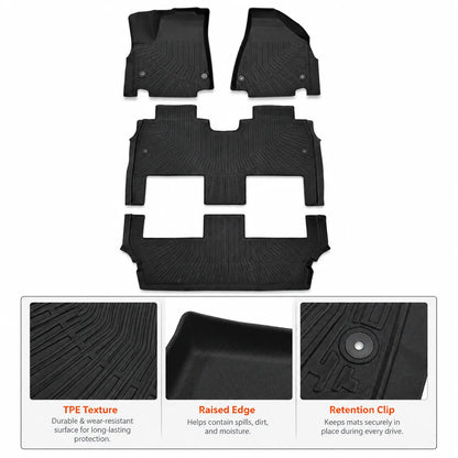 TPE 3 Row Floor Mats Liners For 2017-2025 Chrysler Pacifica Hybrid