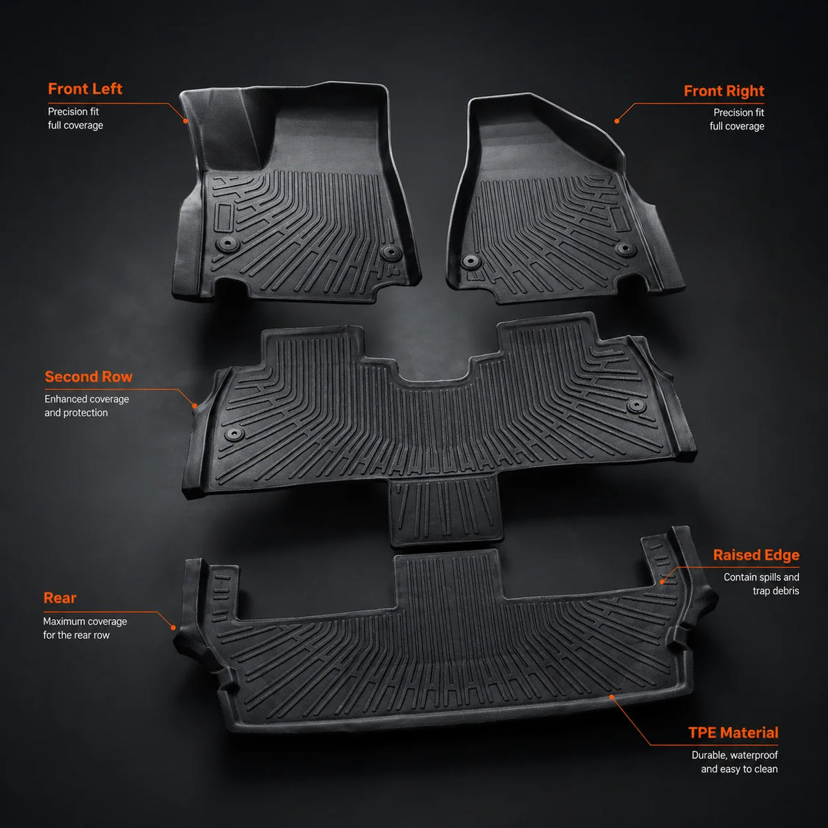 TPE 3 Row Floor Mats Liners For 2017-2025 Chrysler Pacifica Hybrid