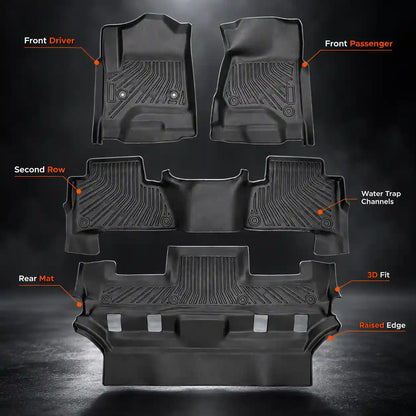 TPE Floor Mats 3 Row Floor Liners For 2015-2020 Cadillac Escalade