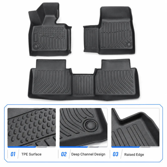TPE Floor Mats Liner Front & 2nd Row Set for 2014 2021 BMW i3 4 Door