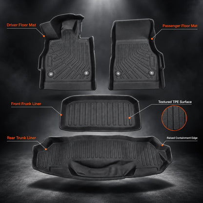 TPE Floor Mats & Front Rear Trunk Liners Set for 2020-2025 Chevy Corvette C8