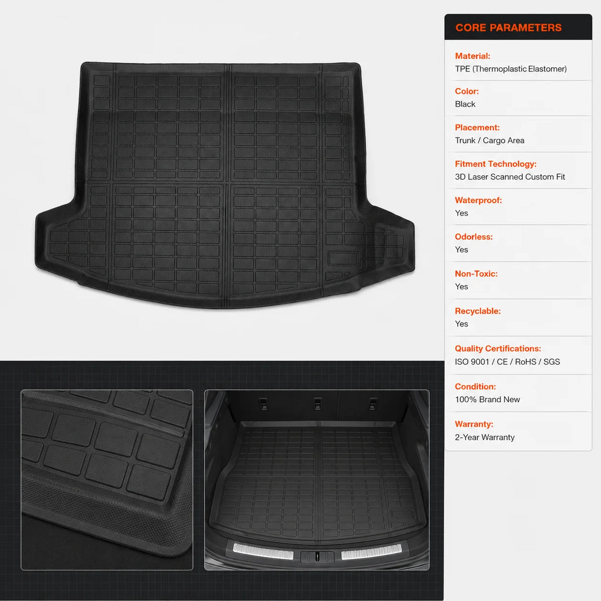 TPE Rear Cargo Trunk Liner Floor Mat For 2024-2026 Lincoln Nautilus
