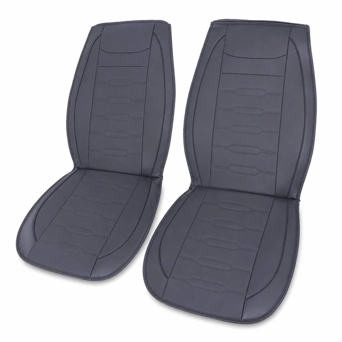 Black Universal Line-Quilted 5-Seat Car Seat Covers - Luxury Microfiber Leather Full Set