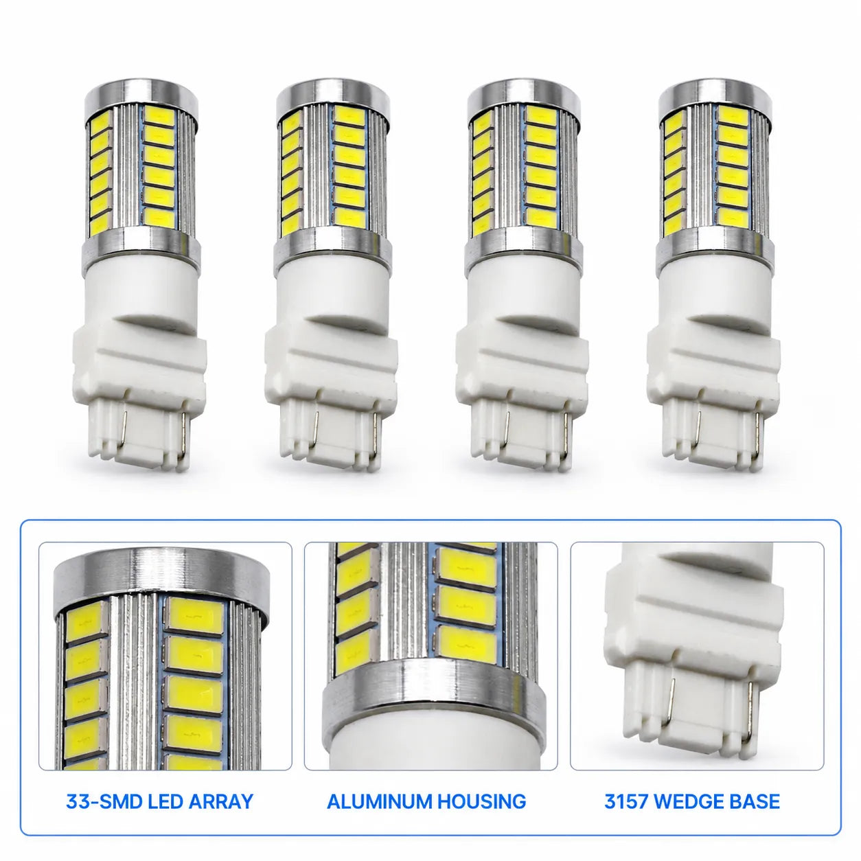 White 3157 3457 3057 33SMD LED Light Bulb for Backup Reverse Tail Turn Signal