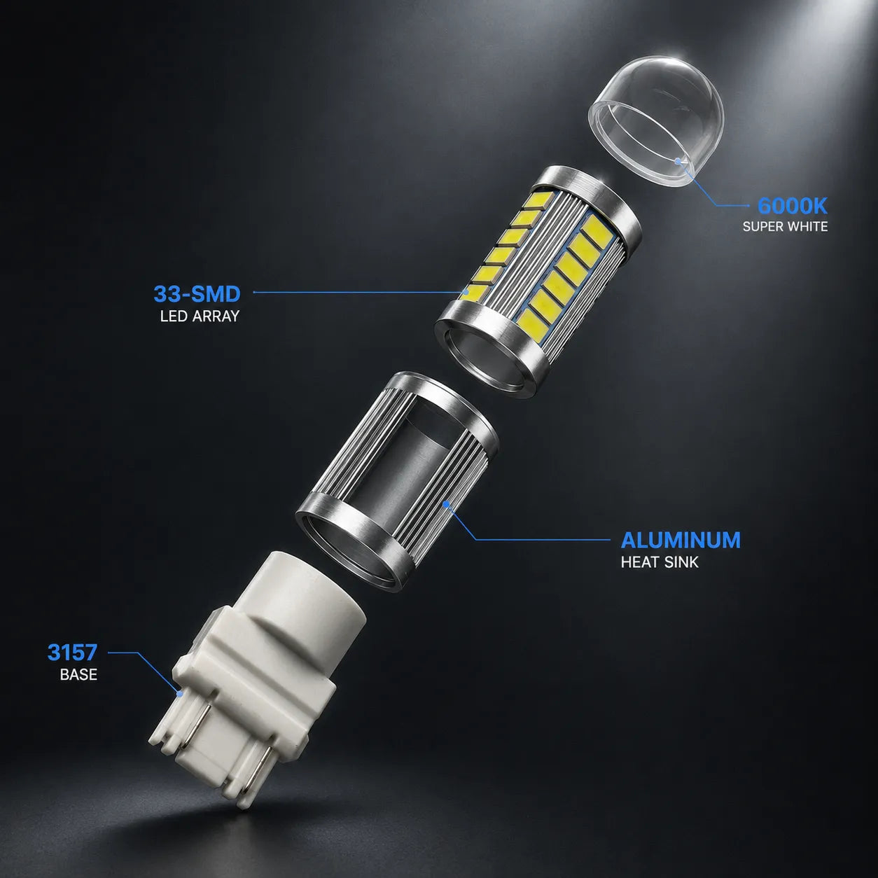 White 3157 3457 3057 33SMD LED Light Bulb for Backup Reverse Tail Turn Signal