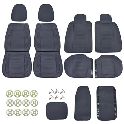 Fits Toyota Leather Car Seat Covers Front + Rear Seat Protectors Black Tailored