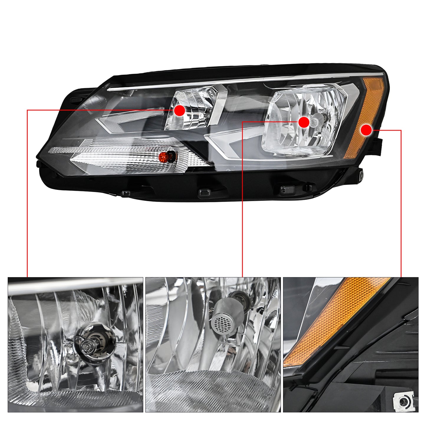 Halogen Headlight Assembly Driver Side LH For 2016-2019 Volkswagen Passat Left