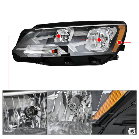 Halogen Headlight Assembly Driver Side LH For 2016-2019 Volkswagen Passat Left