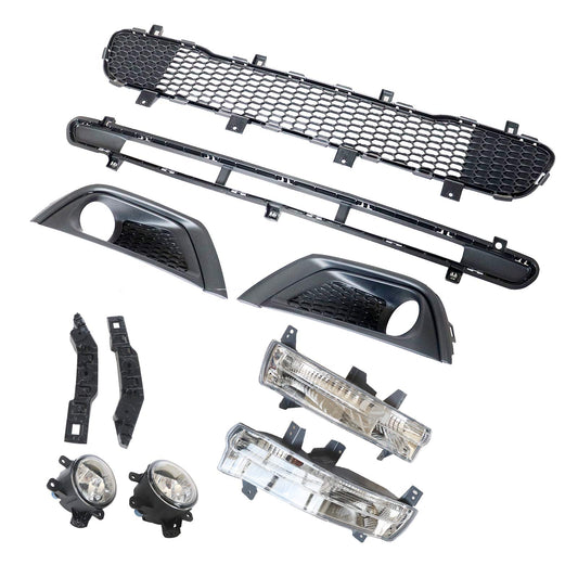 12x Fog Light Trims DRL Grille Front Body Kits Fits 17-21 Jeep Compass