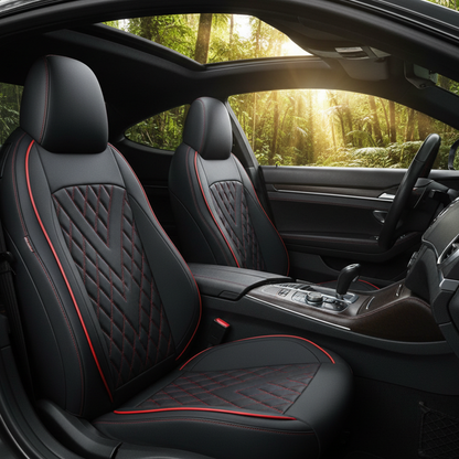 Infiniti G35 Black Red Diamond Seat Cover - Tropical Rainforest Scene