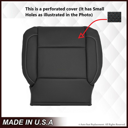 Driver Side Bottom Leather Seat Cover Black Perforated For 2014-2019 GMC sierra