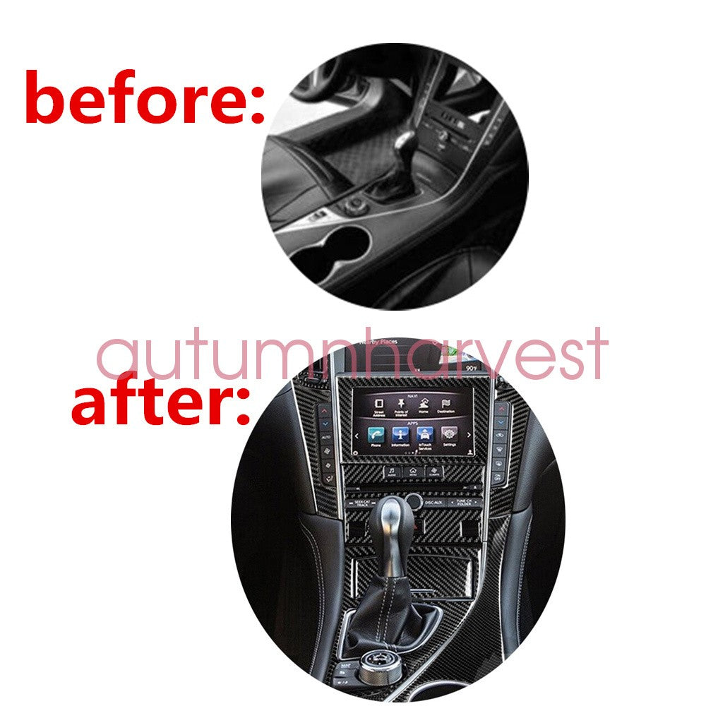 For Infiniti Q50 2014-2019 Carbon Fiber Full Interior Kit Set Cover Trim