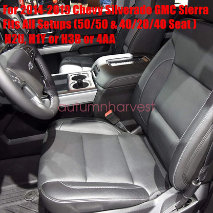 For 2014-2019 Chevy Silverado 1500 Driver Bottom & Top Leather Seat Cover Black