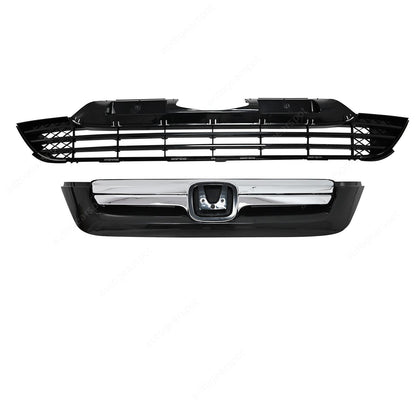 Fits Honda CRV CR-V 2007-2009 New Front Bumper Grill Upper+Lower Grille Chrome
