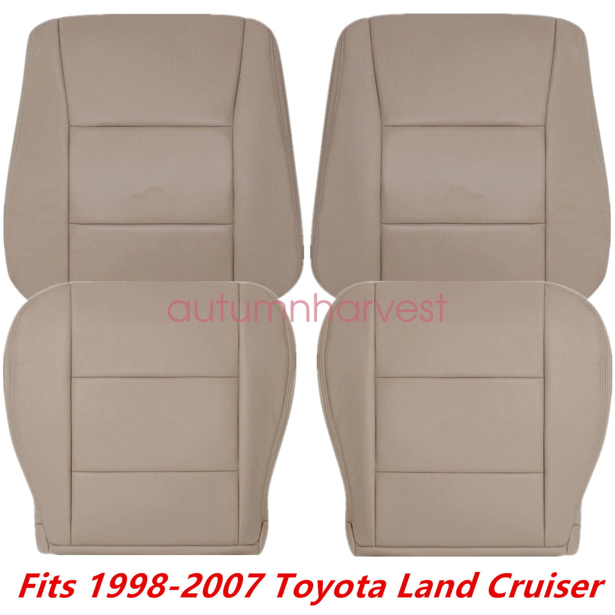 For 1998-2007 Toyota Land Cruiser Front Bottom & Back Leather Seat Cover Tan