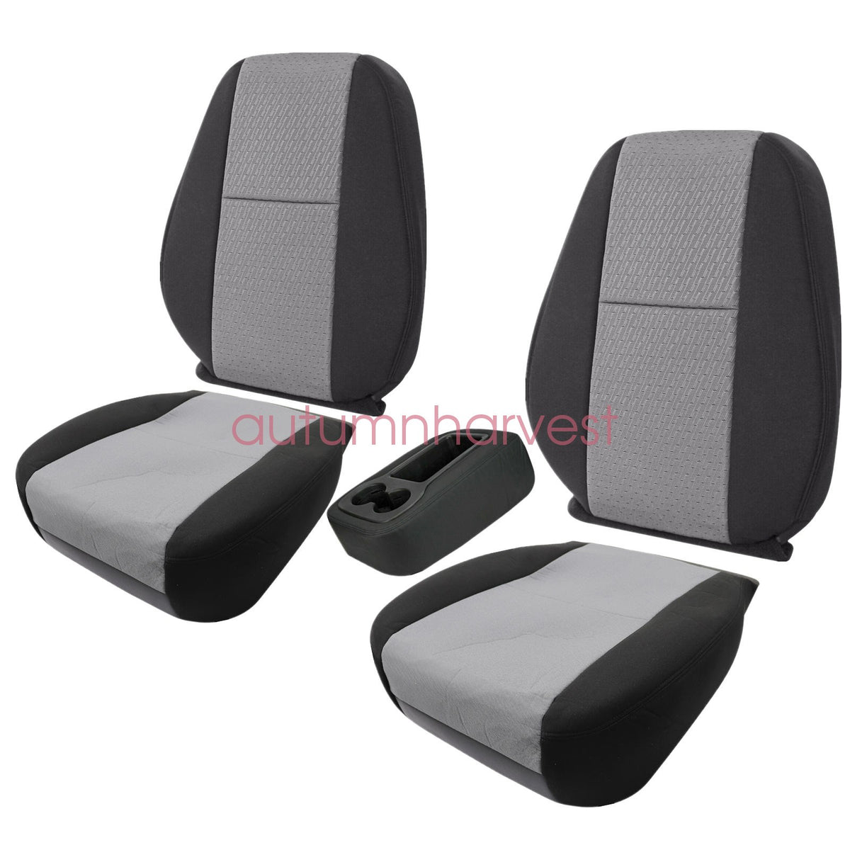 For 2007-2014 Chevy Silverado Front Bottom & Top Cloth Seat Cover Black & Gray