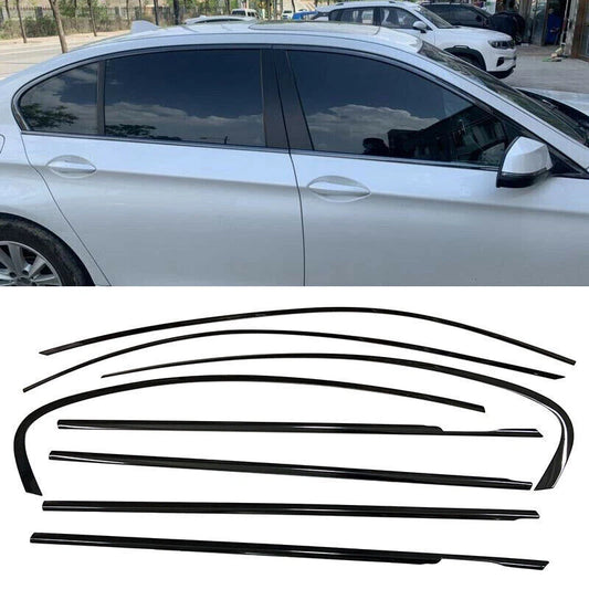 For 11-16 BMW 5 Series F10 New 8x Window Molding Trim Frame Strips Gloss Black