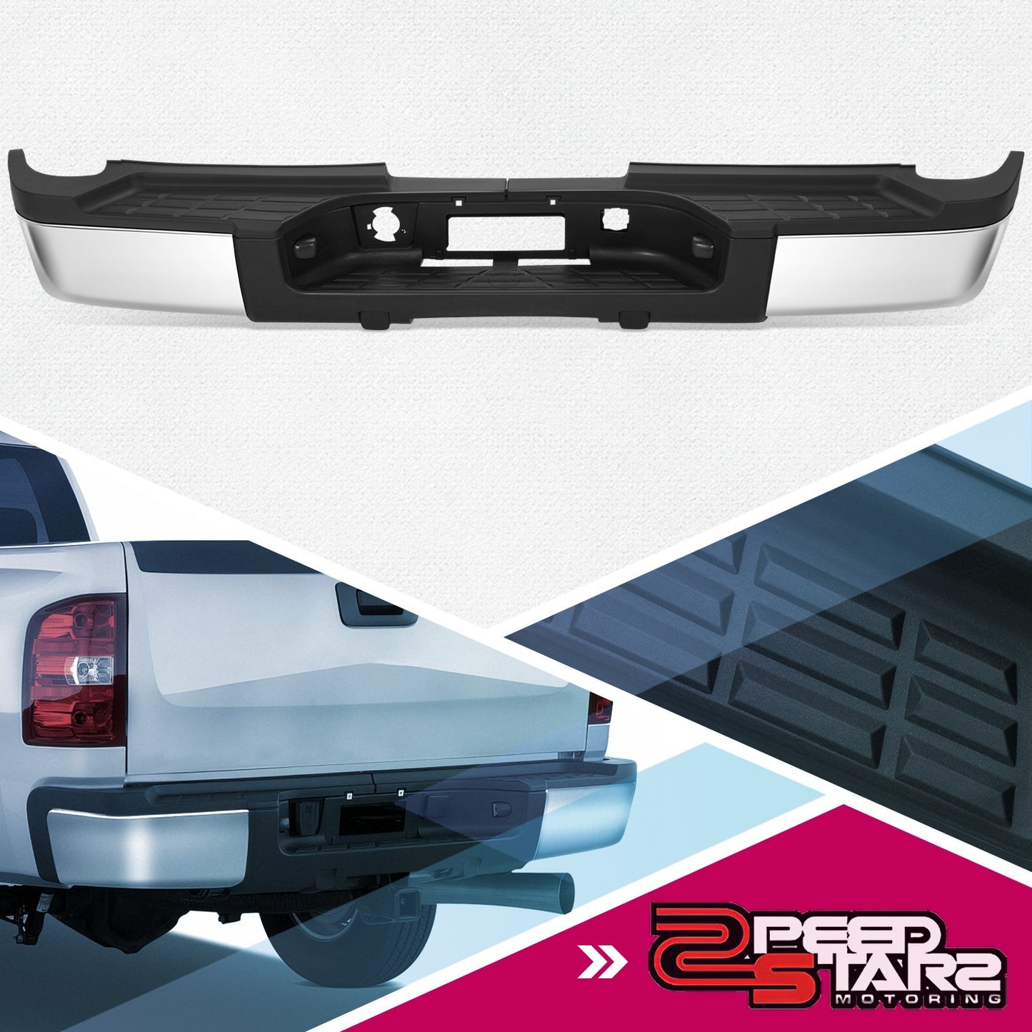 Chrome Rear Steel Step Bumper For 2007-2010 Chevy Silverado Sierra 2500 3500 HD