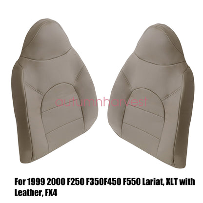 Fits 99 2000 Ford F250 F350 Lariat Tan Driver & Passenger Top Leather Seat Cover