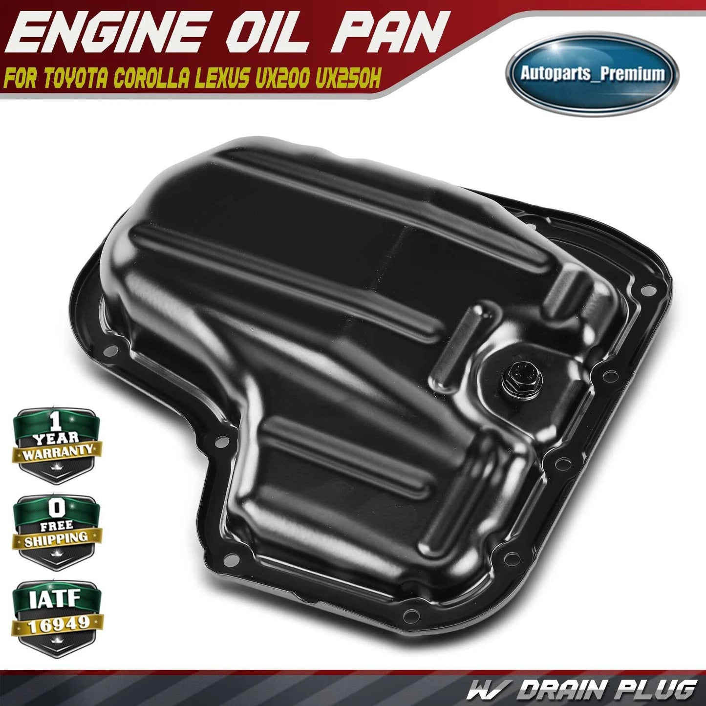 Engine Oil Pan with Drain Plug Fit Toyota Prius Corolla Lexus UX200 UX250h USA