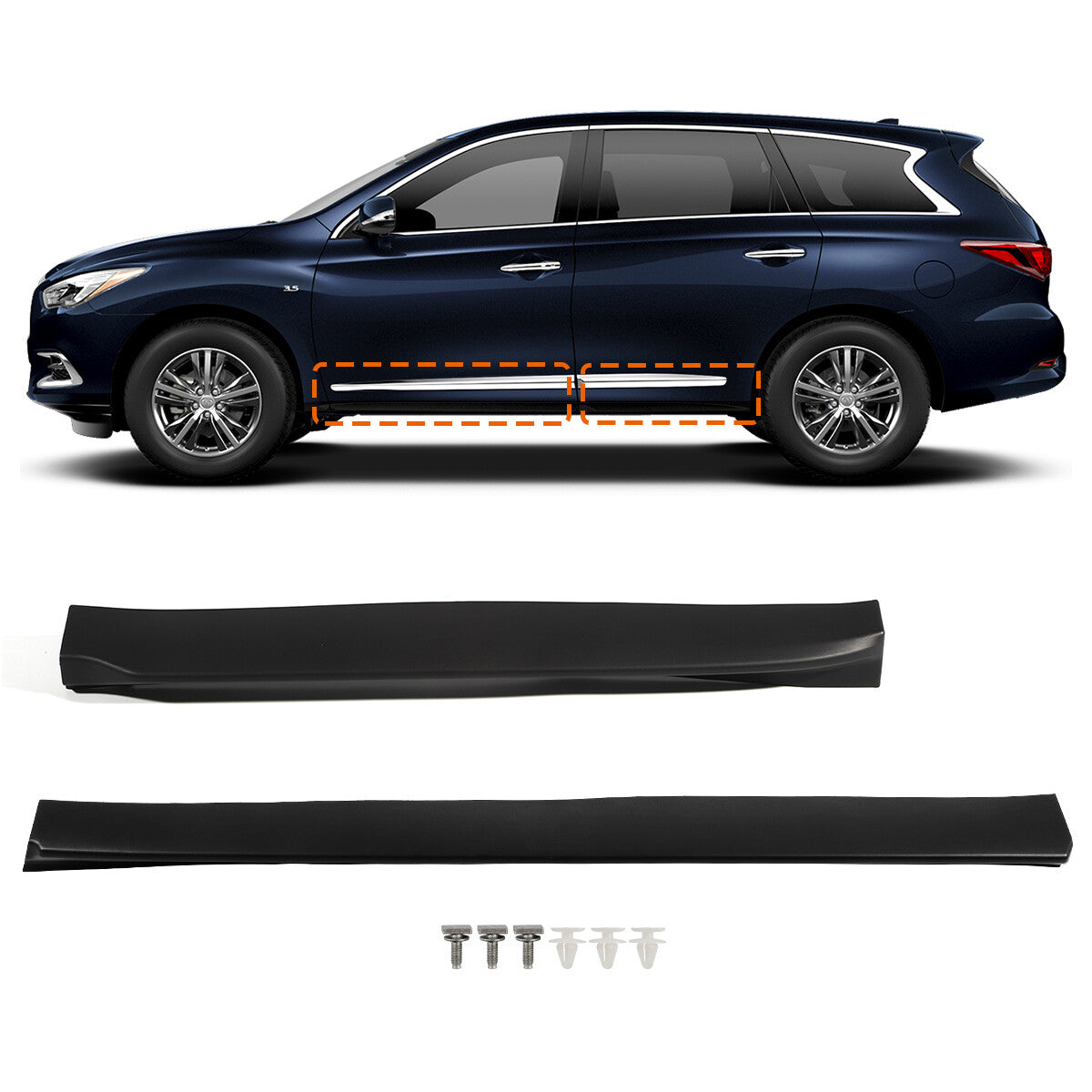 Front & Rear Left Door Lower Molding Trim For Infiniti JX35 2013 QX60 2014-2020