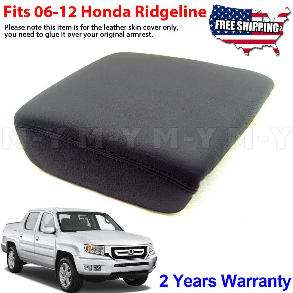 For Honda 2006-2014 Ridgeline Leather Center Console Lid Armrest Cover Black