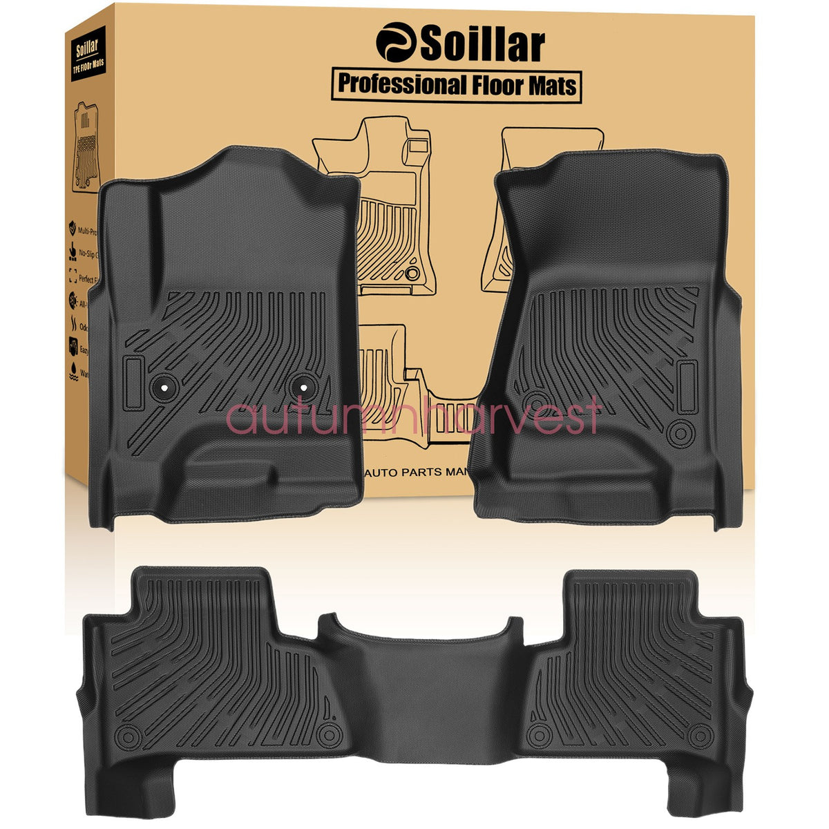 3D Floor Mats For 2015-2020 Cadillac Escalade 2 Row Floor Liners TPE All Weather