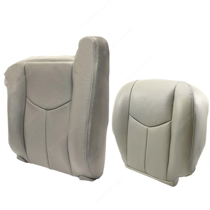 For 2003-2006 Chevy Silverado Driver Bottom & Top Leather Seat Cover Gray 922