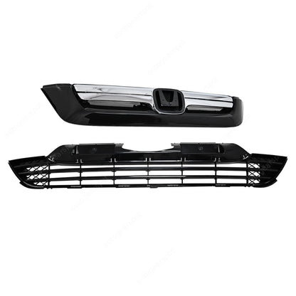 Fits Honda CRV CR-V 2007-2009 New Front Bumper Grill Upper+Lower Grille Chrome