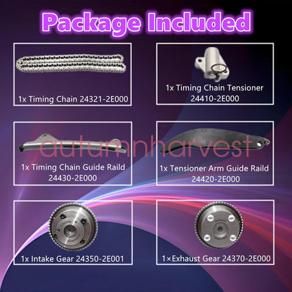 Engine Timing Chain Kit Camshaft Phaser For Hyundai/Kia 1.8L / 2.0L Elantra Soul