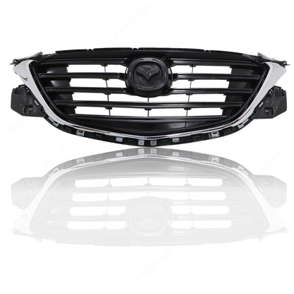 Fit 2016-2021 Mazda CX-9 Front Black Textured Grille+Chrome Molding TK4850710G