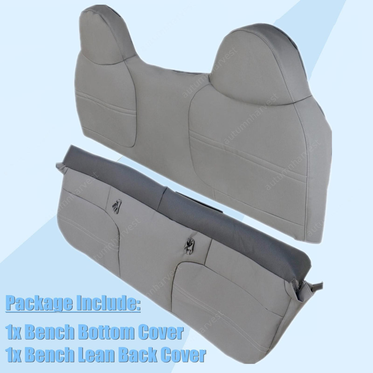 For 1999-2002 Ford F450 F550 XL Replacement Bench Bottom & Top Seat Cover Gray