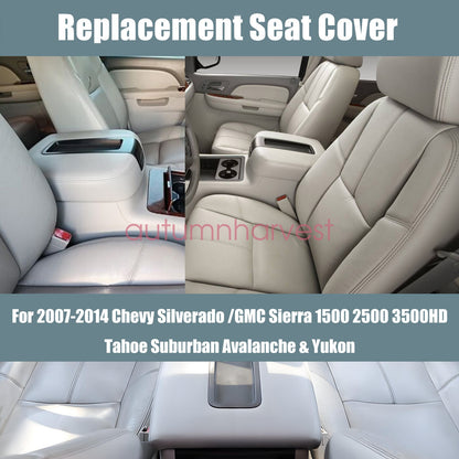 Fits 2007-2014 Chevy Silverado Driver & Passenger Bottom & Top Seat Cover Gray