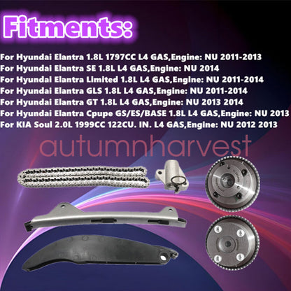 Engine Timing Chain Kit Camshaft Phaser For Hyundai/Kia 1.8L / 2.0L Elantra Soul