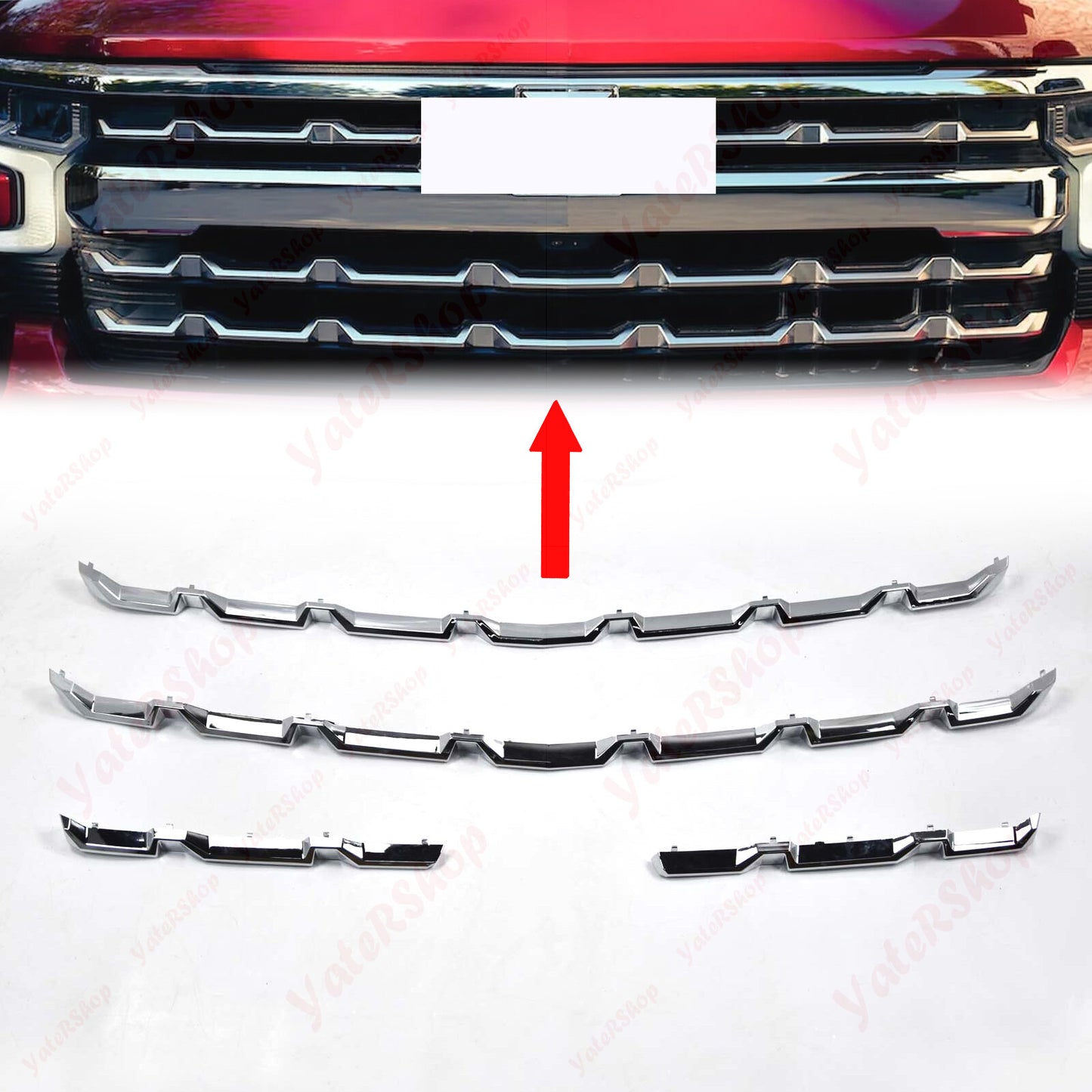 Fit 22-25 Chevrolet Silverado 1500 LT RST Chrome Grille Replacement Grill Insert