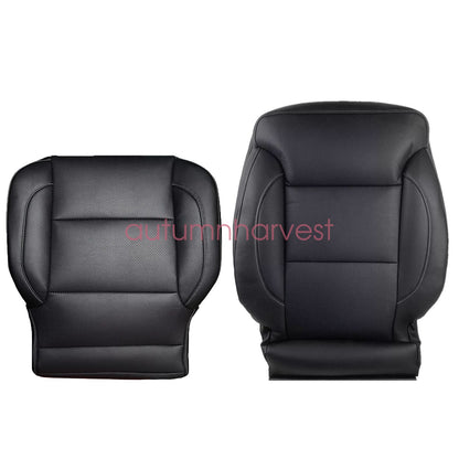 For 14-2019 Chevy Silverado 1500 Passenger Bottom & Top Leather Seat Cover Black
