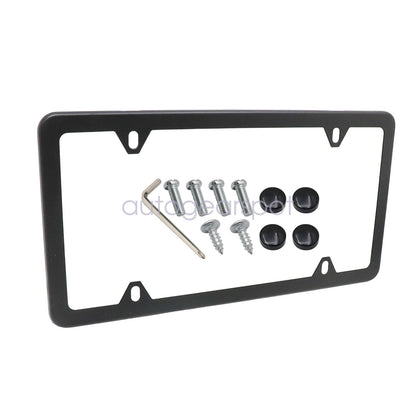 For BMW 82120010399 License Plate Frame Stainless Steel BLACK SLIMLINE