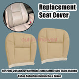 For 2007 2008-2014 Chevy Tahoe Driver & Passenger Bottom Seat Cover Leather Tan