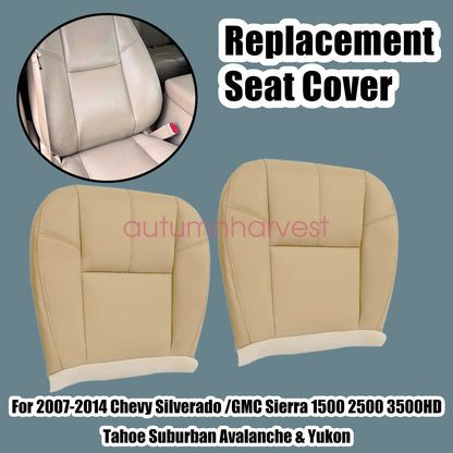 For 2007 2008-2014 Chevy Tahoe Driver & Passenger Bottom Seat Cover Leather Tan
