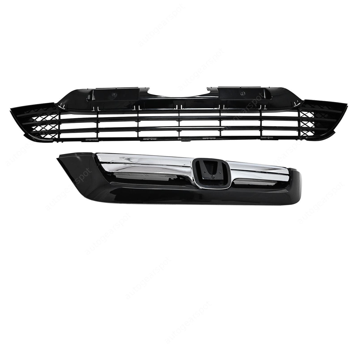 Fits Honda CRV CR-V 2007-2009 New Front Bumper Grill Upper+Lower Grille Chrome